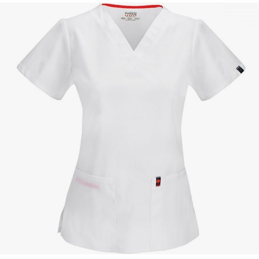 Code Happy Fit & Flare V-Neck Scrub Top, Womens Size Small